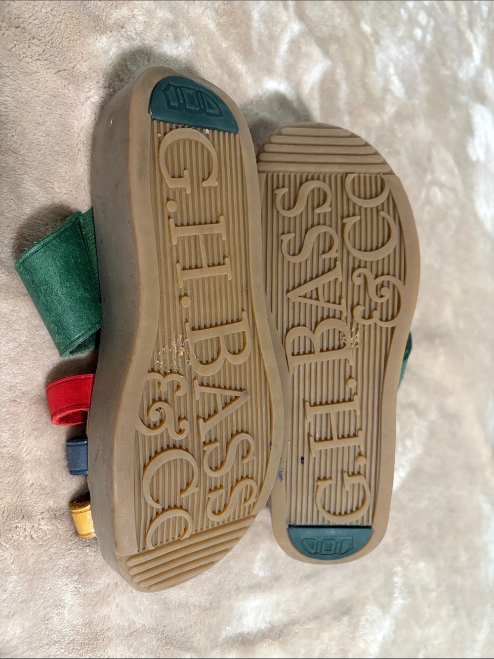G.H. Bass & Co. Multicolor Rainbow Suede Multi-Strap Slide Sandals Women's 5M - Picture 4 of 7